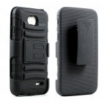 Wholesale LG Optimus L70 Armor Shell Holster Combo Case (Black)